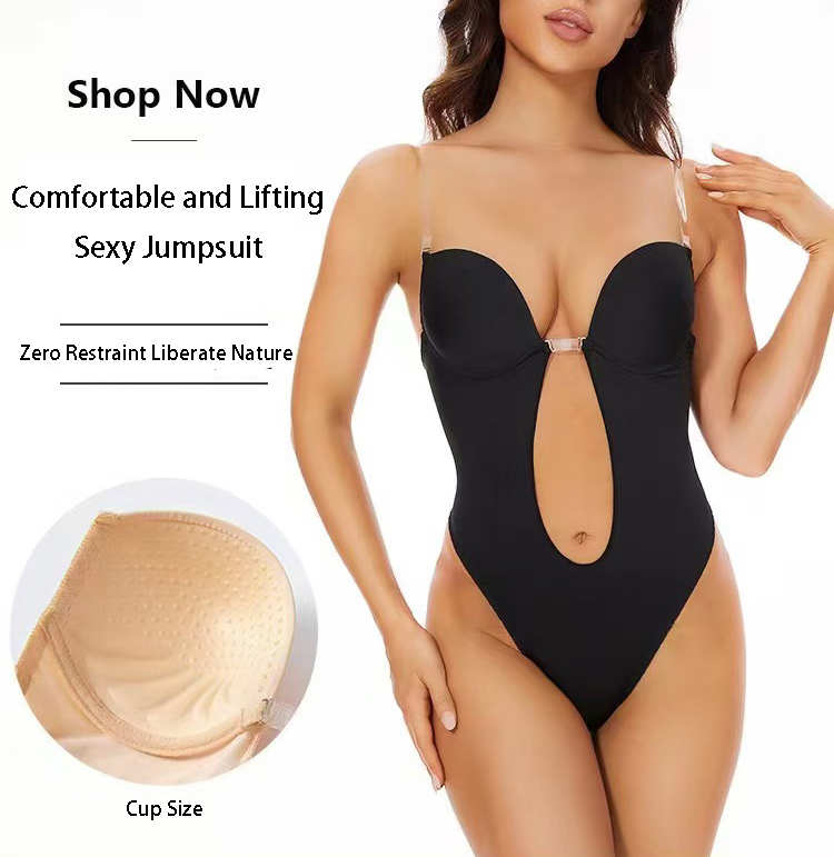 Plunge Bra Push Up - Rutschfester Klebstoff Rückenfreier Body-Shaper-BH U-Ausschnitt Tiefer